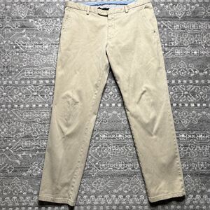 Boggi Milano Flat Front Chino Pants US 36x31 EU 54 Khaki Tan Made in Italy